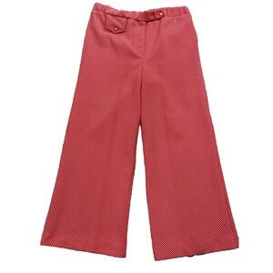 70s Vtg (Fits 34x28) Polka Dot Knit‎ High Rise Wide Leg Pants Disco Bell Bottoms